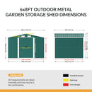 Breeins 6 x 8ft Metal Garden Tool Storage Shed