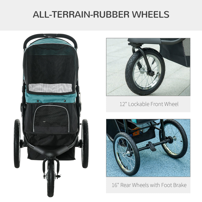 PawHut 3 Wheel Pet Stroller, For Medium Small Dogs, Foldable Cat Pram