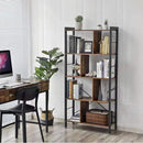 Livingandhome Industrial Style 5 Tier Bookcase Metal Frame