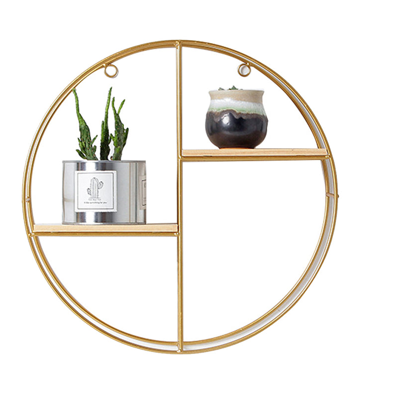 Livingandhome Gold Wall Hanging Storage and Display Decorative Shelf