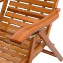 Livingandhome Bamboo Foldable Recliner Lounge Chair With Retractable Footrest