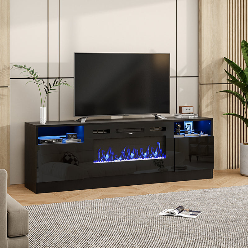 Recessed Electric Fireplace TV Stand with Closed Storage