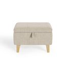Livingandhome Linen Upholstered Storage Ottoman Footstool