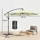 Outsunny 3(m) Banana Parasol Cantilever Umbrella Garden