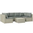 Outsunny 7 Pieces Rattan Garden Furniture Set with Cushions, Light Brown