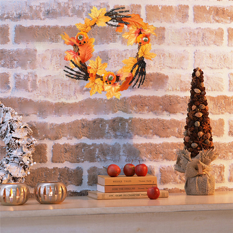 Halloween Wreath with Pumpkins Hands