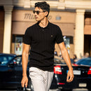 Fashionable Short Sleeve Polo T-Shirt - Black