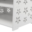 Livingandhome Hollow Carved Flower Pattern Side Table Nightstand with Drawer for Bedroom