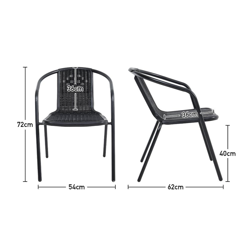 Livingandhome PE Rattan Stacking Garden Chairs Set of 6