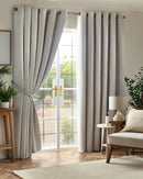 Chenille Blackout Ring Top Curtains Silver