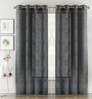 Pair of Crete Charcoal Luxury Linen Look Sheer Panels with Eyelet Header