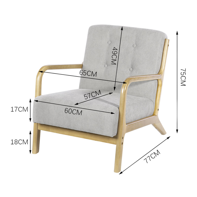 Livingandhome Solid Wooden Frame Upholstered Tufted Armchair