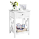 Livingandhome Stylish Bedside Table with X-Shaped Wooden Frame