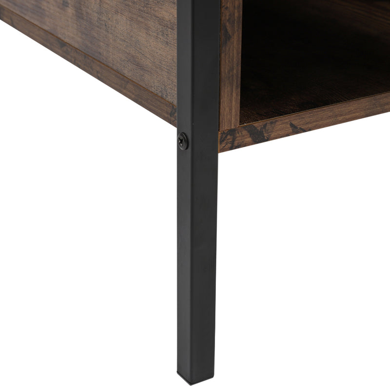 Livingandhome Retro Industrial-style Bedside Table Nightstand with Drawer & Open Front Storage Compartment