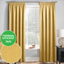 Enhanced Living Matrix Ochre Tape Top Thermal Noise Reducing Dim Out Curtains - Pair