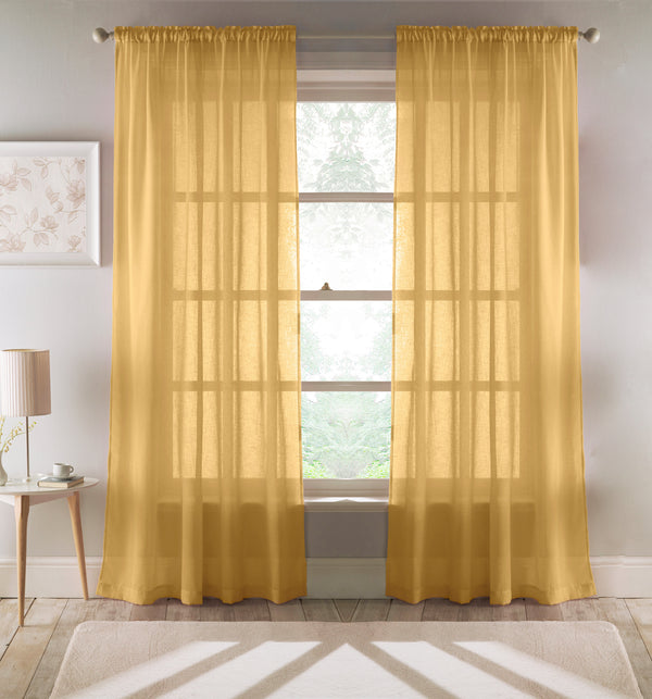 Eden Ochre 100% Recycled Plain Voile Panel - Pair