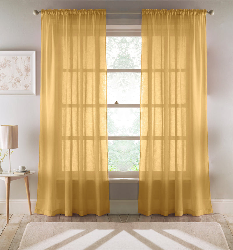Eden Ochre 100% Recycled Plain Voile Panel - Pair