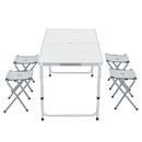 Livingandhome Folding Picnic Table with 4 Stools Portable Lightweight Aluminum Table Stools Set