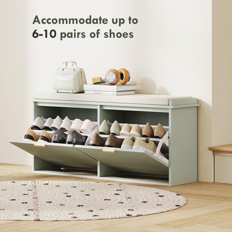 HOMCOM Shoe Storage Bench With Cushion And Flip-Drawer 104x26x47.5cm