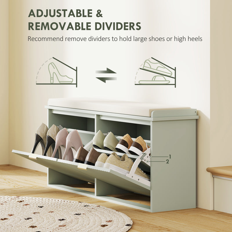 HOMCOM Shoe Storage Bench With Cushion And Flip-Drawer 104x26x47.5cm