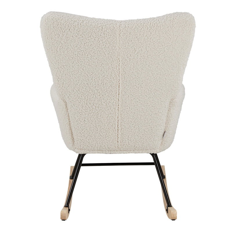 Livingandhome White Sherpa Rocking Chair