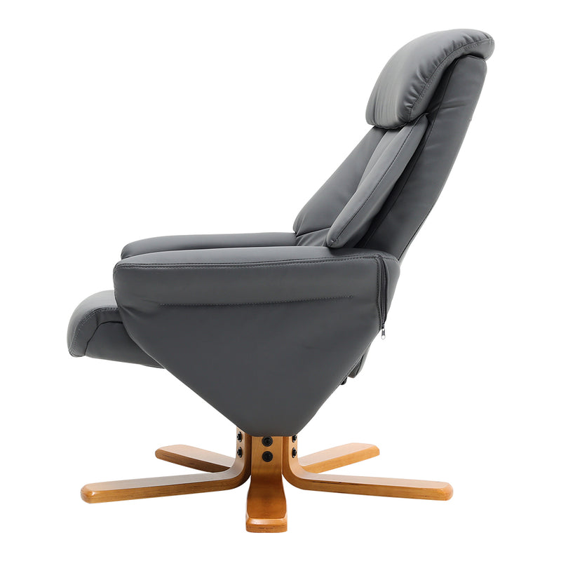 Livingandhome Brown Faux Leather Swivel Recliner Set