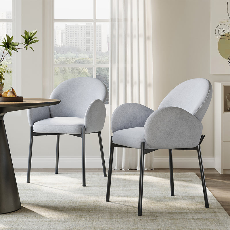 Livingandhome Set of 2 Modern Upholstered Armrest Chairs