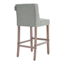 Livingandhome Rustic Set of 2 Bar Stools Linen Tufted with Wood Legs