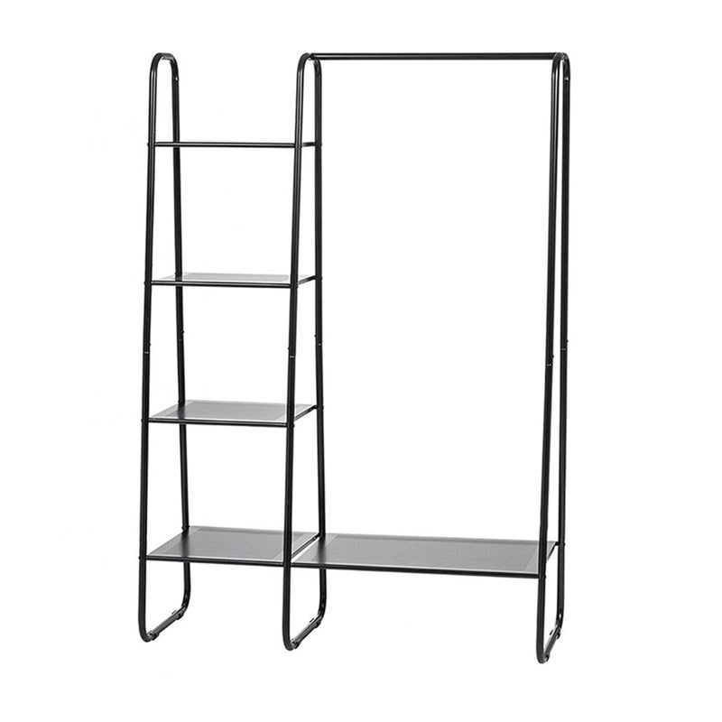 Lifeideas Metal Freestanding Garment Rack in Black with 1 Hanging Rod and 4 Shelves