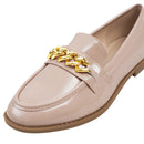 Casual Closed Toe Slip-on Chain Loafers with Low Heel
