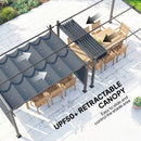 Outsunny Garden Pergola with Retractable Roof Canopy, Dark Grey