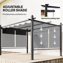 Outsunny Garden Pergola with Retractable Roof Canopy, Dark Grey