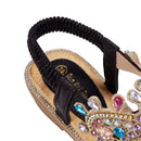 Bohemian Rhinestone Beach Sandals - Black