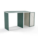 Garden Sanctuary Steel Outdoor Garden Storage Shed with Log Stacking Rack