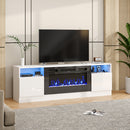 Recessed Electric Fireplace TV Stand with Closed Storage