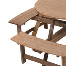 8-Person Round Wood Picnic Table and Bench Set