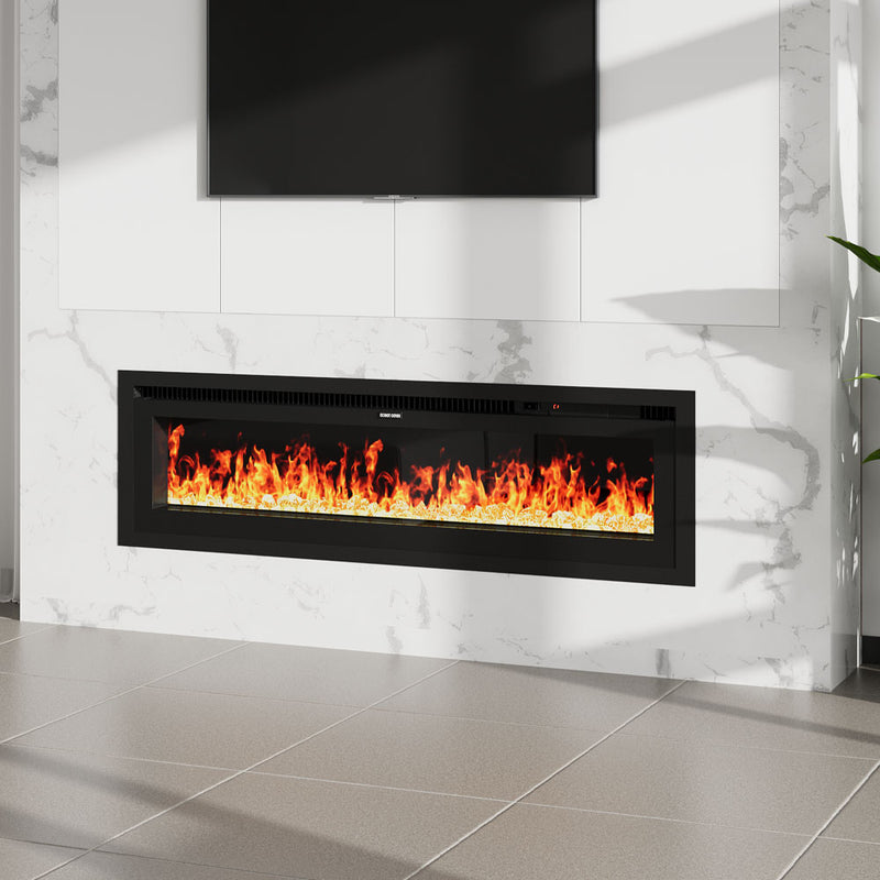 Electrical Fireplace with Remote, 12 Vibrant Flame Colours, Adjustable Heating Modes, and Safety Features