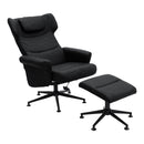 Faux Leather Swivel Armchair With Footstool