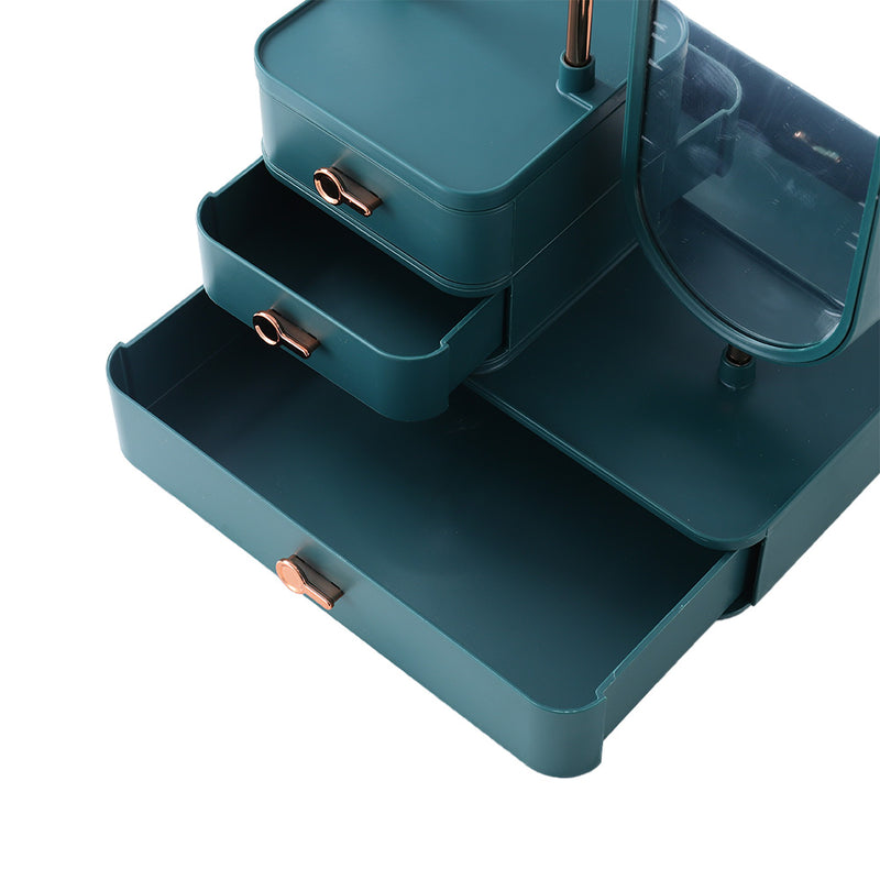 Sheonly Jewelry Organizer with Rotating Mirror and Makeup Storage Box