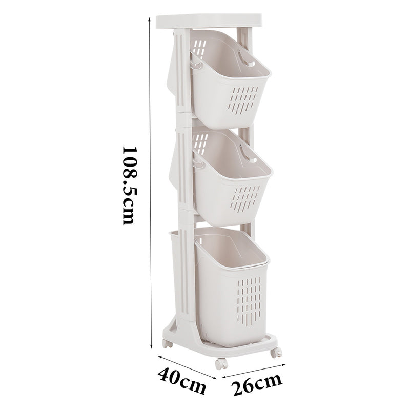 Lifeideas 4-Tier Storage Rack Laundry Basket with Wheels