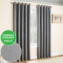 Enhanced Living Vogue Grey Silver Eyelet Thermal Noise reducing Dim Out Curtains - Pair