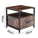 Livingandhome Industrial 1 Drawer Bedside Table Bedroom