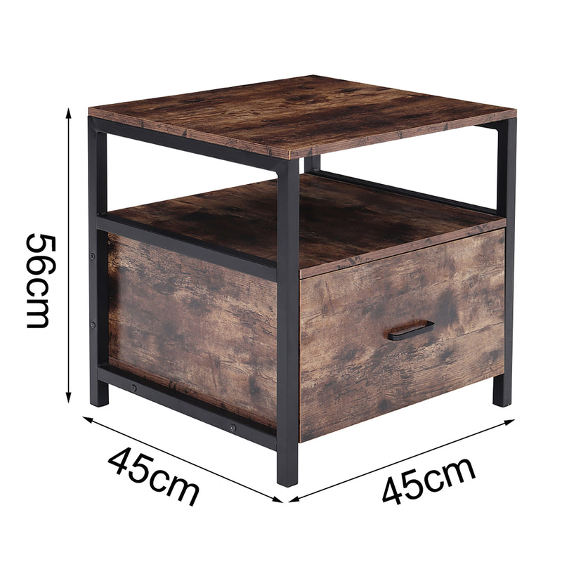 Livingandhome Industrial 1 Drawer Bedside Table Bedroom