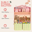 AIYAPLAY Kids Bookshelf with Storage, Toy Storage Unit for Playroom, Pink
