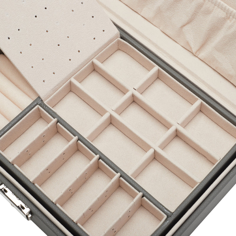 Sheonly Lockable Double Tier Faux Leather Jewellery Organizer