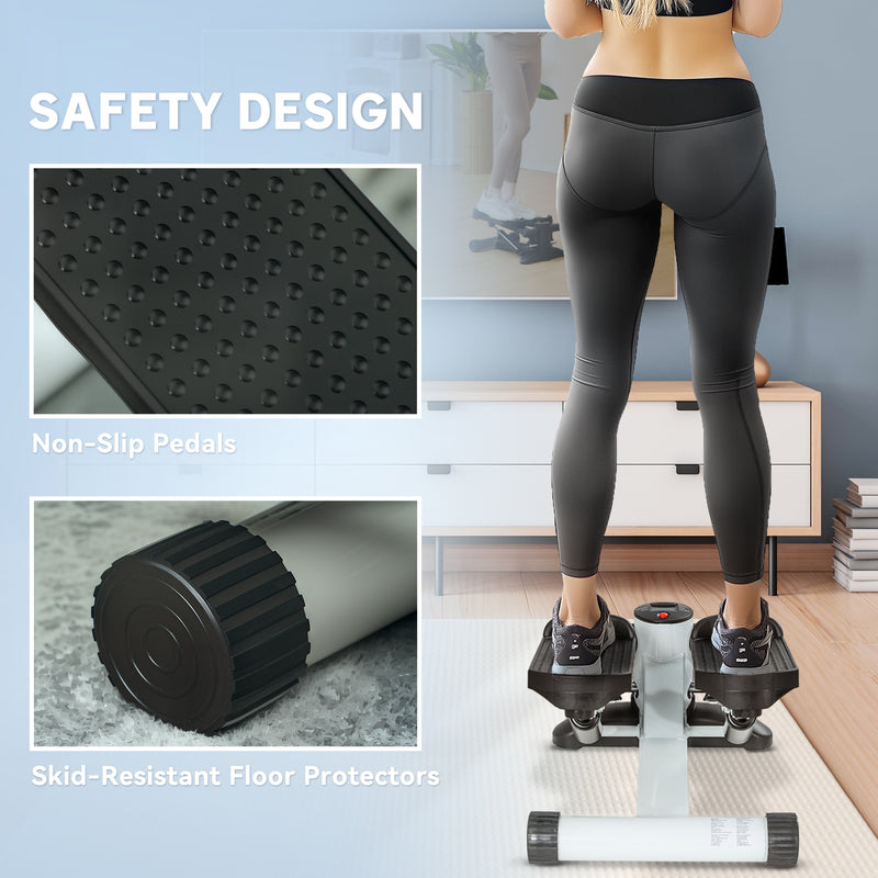 SPORTNOW Mini Stepper Machine with LCD Monitor and Non-Slip Pedals