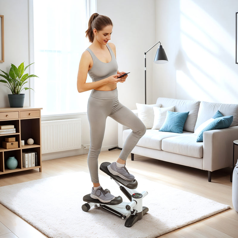 SPORTNOW Mini Stepper Machine with LCD Monitor and Non-Slip Pedals