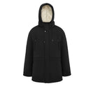 Winter Mid-Length Padded Coat Jacket With Removable Hood - Black