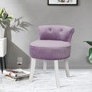 Livingandhome Upholstered Velvet Vanity Dressing Table Stool with Low Backrest