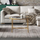 Livingandhome Round Metal Frame Glass Coffee Table